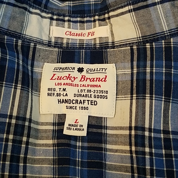 Lucky Brand Mens Plaid Short Sleeve Shirt Large - Picture 4 of 4
